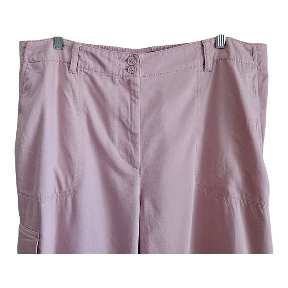 TALBOTS Women's 16 16W Cargo Pants Dusty Pink Cropped Cotton Linen Tencel 36 - Picture 2 of 7